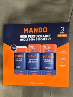 MANDO Men Whole Body 3 Pack Deodorant - Navy Blue & Orange